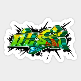 Rust Never Sleeps 3D Graffiti Letters Sticker